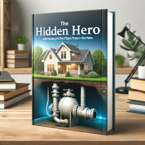 Book cover for 'The Hidden Hero' showcasing a home exterior with a subtle illustration of a septic pump, symbolizing its integral role.