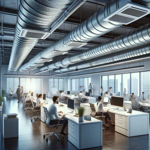 Modern office with efficient HVAC system.