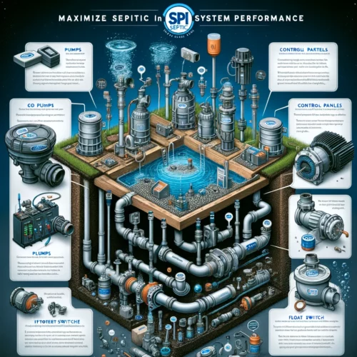 Key SPI septic products integrated into a septic system.