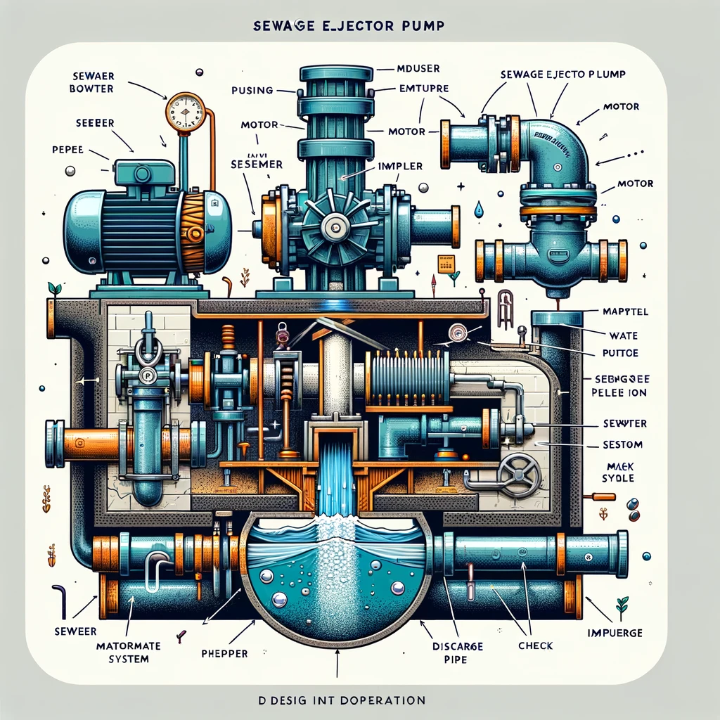 illustrative diagram that explains the design and operation of Sewage Ejector Pumps.
