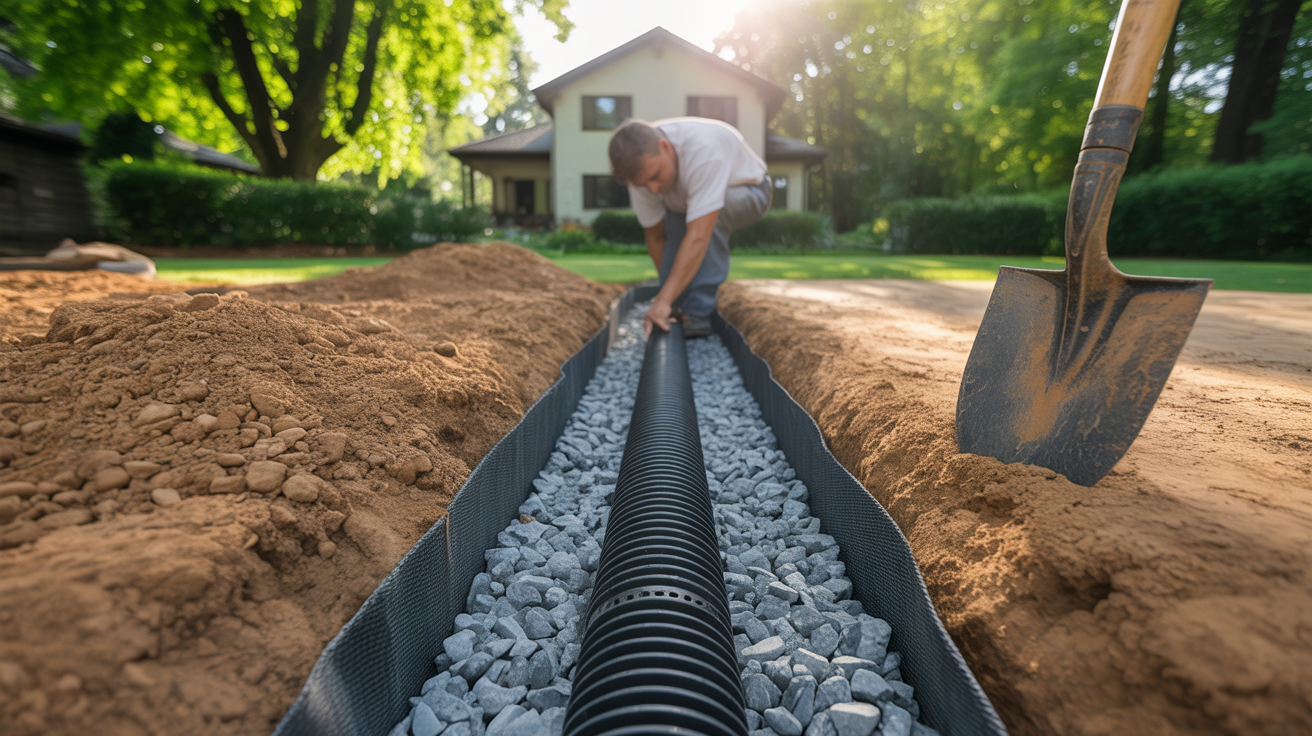 french drain trench install